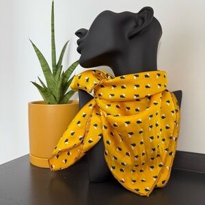 Vintage yellow patterned silk square scarf